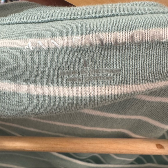 Ann Taylor Striped Green Women's Top - Picture 3 of 5